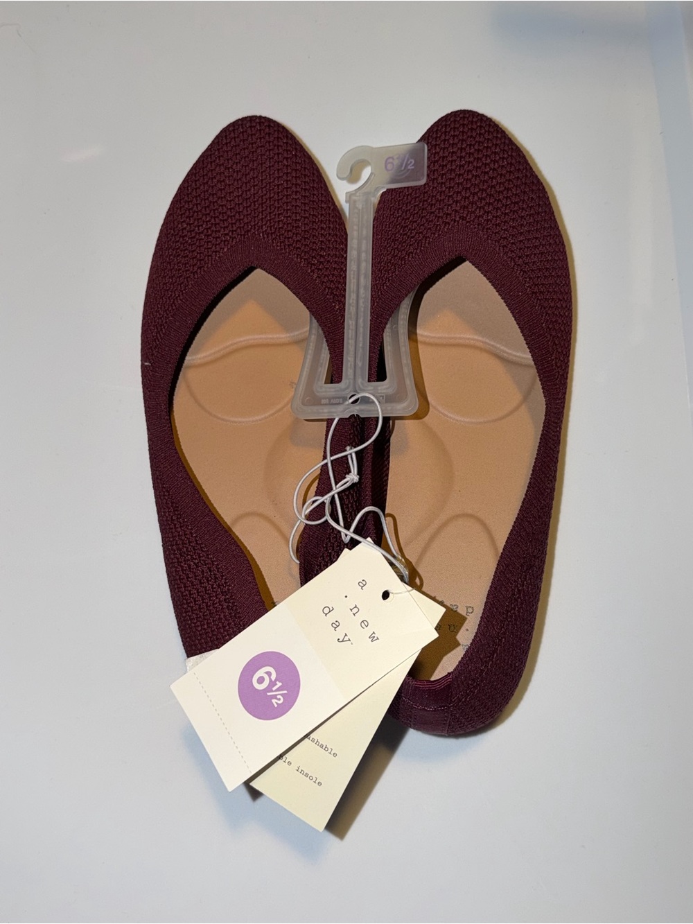 a new day Burgundy Knit Slip-On Ballet Flats
